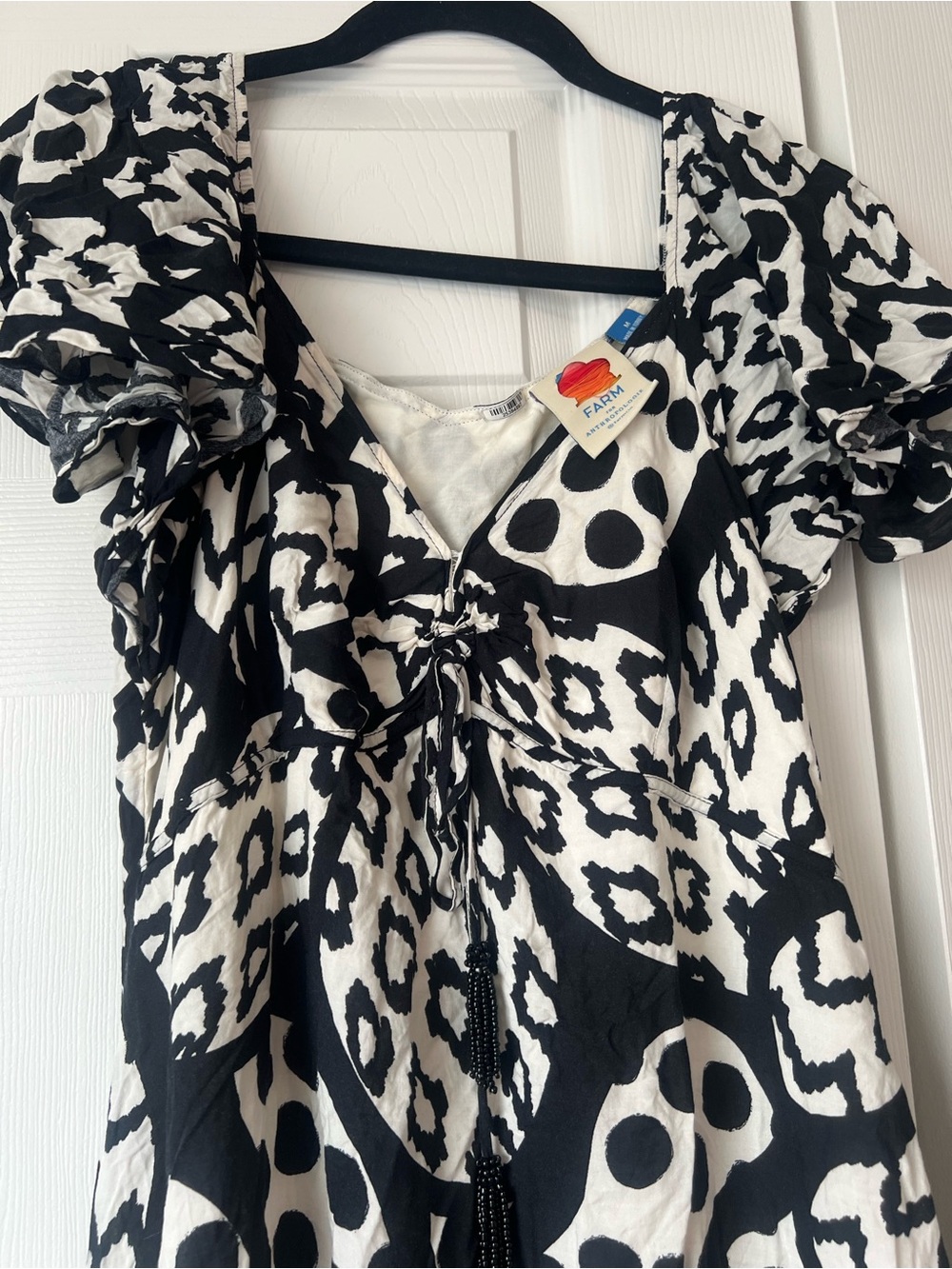 FARM Rio Black & White Floral Maxi Dress with Yellow Accents - Picture 4 of 6